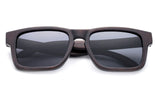 Squared Wayfarer Horned Rim Dark Bamboo Frame with Smoke Lens.