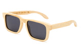 Squared Wayfarer Horned Rim Light Bamboo Frame with Smoke Lens.