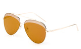 Premium Aviator Inspired Gold Metal Framed Sunglasses with Double Color UV400 Protected Brown Flash Lens.