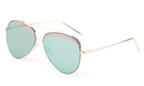 Premium Aviator Inspired Gold Metal Framed Sunglasses with Double Color UV400 Protected Light Green Flash Lens.