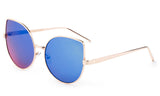 Premium Cat Eye Designer Sunglasses with Stylish Gold Metal Frame and UV 400 Protected Blue Flash Lens.