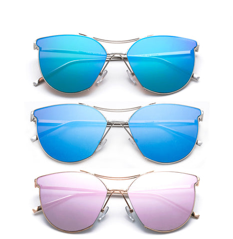 cateye sunglasses for women flash lenses high quality  metal