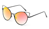 Trendy Cat Eye Inspired Sunglasses with Black Aluminum Frame and Orange Flash Lens