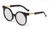Trendy Geometric Round Design Black Sunglasses with UV Protected Circular Flat Flash Mirror Lens.