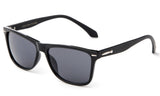 Classic Horned Rim Sunglasses in Black with Smoke Lens.