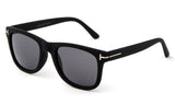 Trendy Horned Rim Wayfarer Smoke Lens Matte Black Frame Sunglasses  
