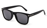 Trendy Horned Rim Wayfarer Smoke Lens Rubber Black Frame Sunglasses  