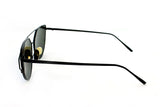 Trendy Geometric Aviator Inspired Cat Eye Sunglasses with a Black Metal Frame and UV400 Protected Blue Flash Len