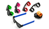 Trendy Folding Horned Rim Sunglasses with Colored Rubber Bendable Temples.