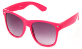 Classic Horned Rim Hot Pink Frame Gradient Lens Sunglasses 
