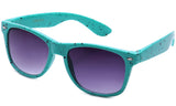 Classic Horned Rim Speckled Teal Frame with UV Protected Gradient Lens Sunglasses.