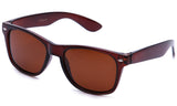 Classic "Blues Brothers" Horned Rim Wayfarer in Brown with Polarized Brown Lens Sunglasses