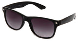Classic Horned Rim Black Frame Light Purple Gradient Lens Sunglasses 