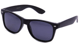 Classic Horned Rim Black Frame Solid Smoke Lens Sunglasses 