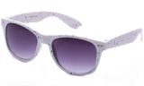 Classic Horned Rim Speckled White Frame with UV Protected Gradient Lens Sunglasses.