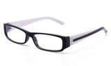 Black and white retro squared two tone reading glasses with spring hinges