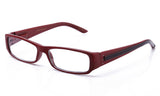 Red retro squared two tone reading glasses with spring hinges