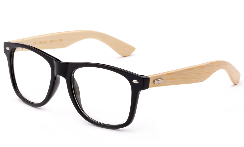 Bamboo Reading Glasses with Bamboo Arms Bamboo Temple Classic Vintage Retro Horned Rim Frame Big Frame Reading Glasses