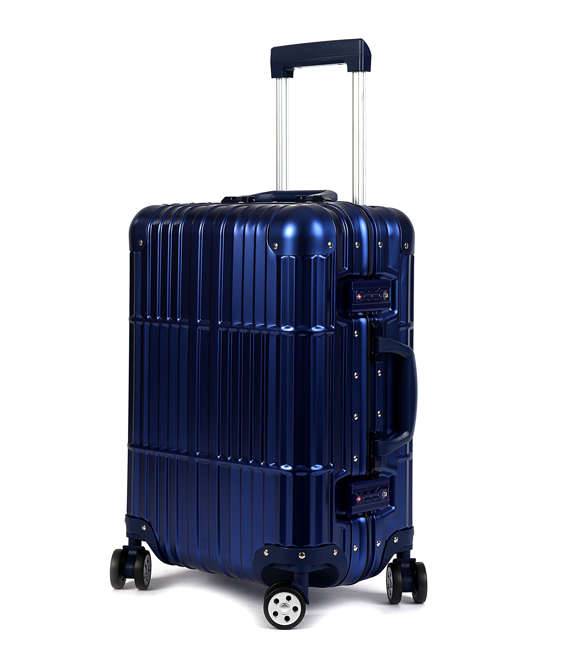 blue luggage bag